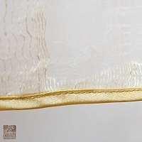 Firana Ewuś szer 230-150 cm/wys 252 cm na szelkach organza aplikacja ecru w liście złote 