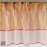 Lambrekin z metra wys 45 cm II warstwy organza prążek róż żółty z woalem różowym