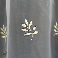 Firanka szer 265-130 cm/wys 160cm organza ecru listki złote + smok ze złotego shantungu + ozdobna listwa na dole